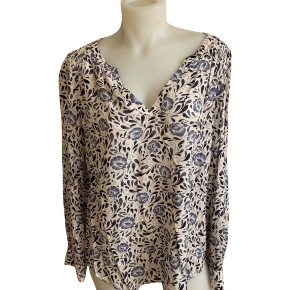 Hinge Popover Boho Top - S blue print